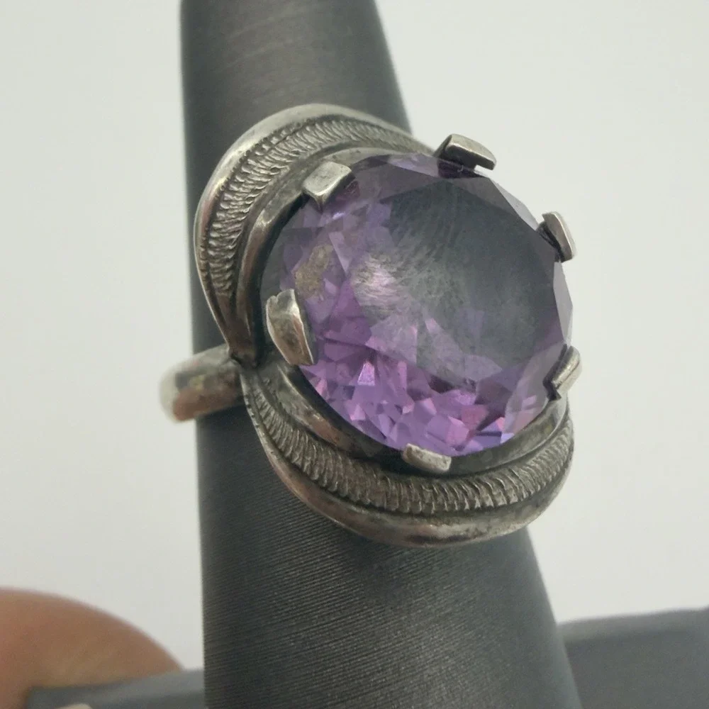 Vtg Taxco Mexico 925 Sterling Alexandrite? Ring Signed FAUS R.  Size 5.75 Read